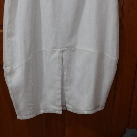 Sue Wong White Midi Pencil Skirt LG Slip Skirt White Wrinke Crinkle Vintage - Picture 10 of 16